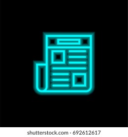 Newspaper blue glowing neon ui ux icon. Glowing sign logo vector