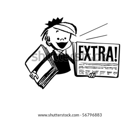 Newspaper Boy - Retro Clip Art
