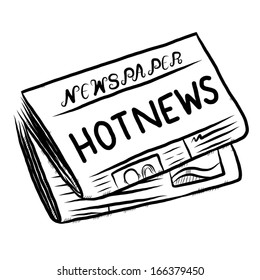 newspaper cartoon / black and white vector and illustration, hand drawn, sketch style, isolated on white background.