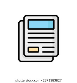 Newspaper Cartoon Vector Icon Illustration. News Icon Concept Isolated Premium Vector. Flat Cartoon Style