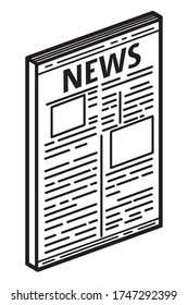 newspaper / cartoon vector and illustration, black and white style, isolated on white background