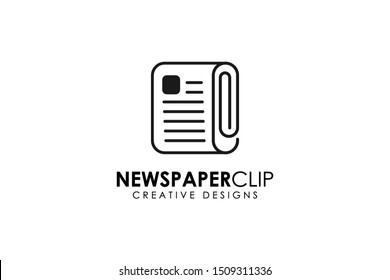 newspaper clip square round icon logo. clip paper logo vector