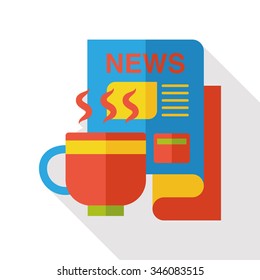 newspaper and coffee flat icon