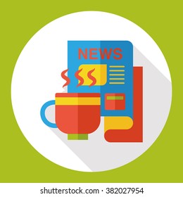 newspaper and coffee flat icon