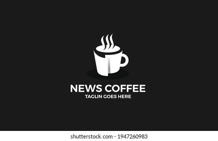 newspaper and coffee logo vector illustration