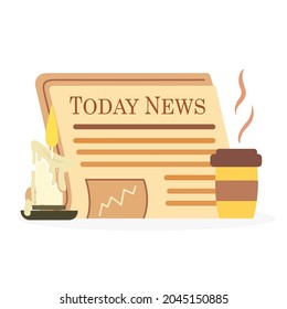 newspaper with coffee news of the day, vector illustration