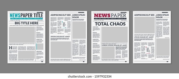 Newspaper column. Printed sheet of news paper with article text and headline publication design vector daily edition newsprint press templates