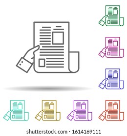 Newspaper, communication in multi color style icon. Simple thin line, outline vector of communication icons for ui and ux, website or mobile application