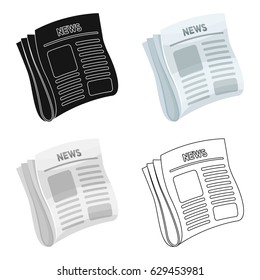 Newspaper, news.Paper, for the cover of a detective who is investigating the case.Detective single icon in cartoon style vector symbol stock illustration.
