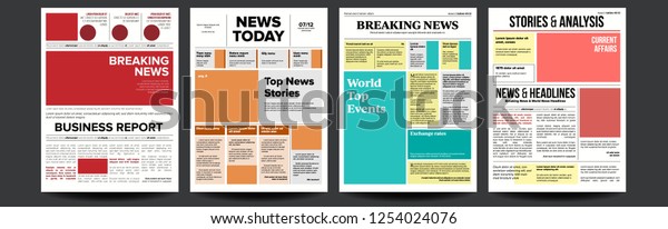 Newspaper Cover Set Vector Headline Images Stock Vector (royalty Free 