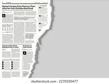 Newspaper crack for graphic presentation background