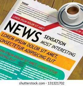 newspaper and a cup of coffee / vector illustration