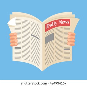 Newspaper. Daily News. Vector Flat Cartoon Illustration