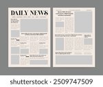 Newspaper and daily newspaper with text and picture placeholder