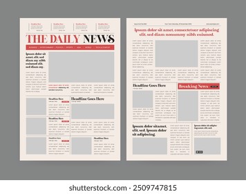 Newspaper and daily newspaper, vintage newspaper layout. 