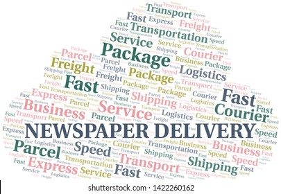 Newspaper Delivery word cloud. Wordcloud made with text only.
