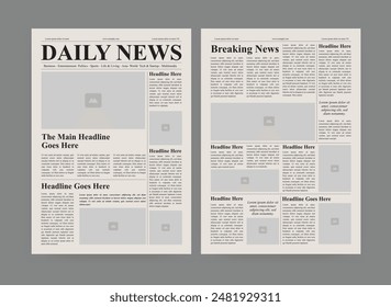 newspaper design and the daily newspaper with text and picture placeholder