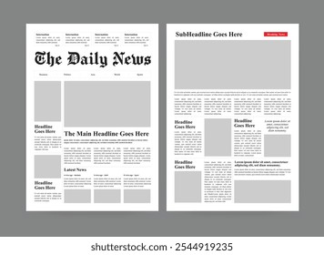 Newspaper design daily newspaper vintage newspaper template