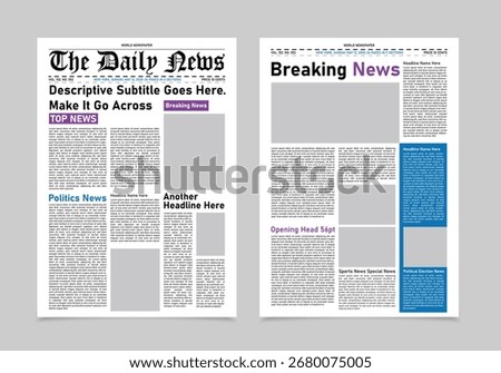Newspaper design layout template. daily newspaper a4 paper design.