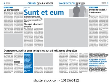 Newspaper design template with blue headline