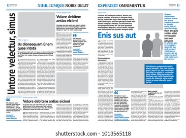 Newspaper design template with blue headline