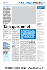 Newspaper design template with blue headline