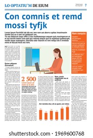 Newspaper design template with blue headline	