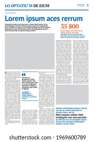 Newspaper design template with blue headline	
