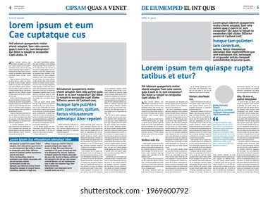 Newspaper design template with blue headline	