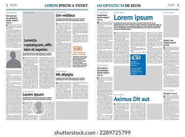 Newspaper design template with blue headline	