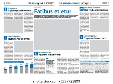 Newspaper design template with blue headline	