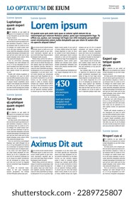 Newspaper design template with blue headline	