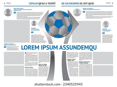 Newspaper design template with blue headline
