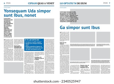 Newspaper design template with blue headline