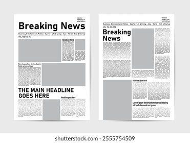 newspaper design template with breaking news