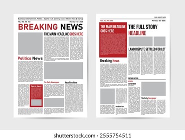 newspaper design template with breaking news