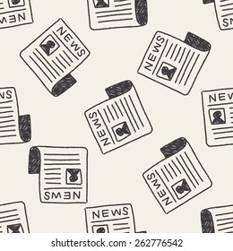 newspaper doodle drawing seamless pattern background