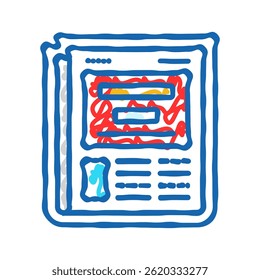 newspaper download file doodle icon sketch vector. newspaper download file sign. isolated symbol illustration