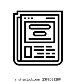 newspaper download file line icon vector. newspaper download file sign. isolated contour symbol black illustration