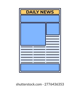 Newspaper Flat design style, daily news paper layout representing information source, ideal for editorial and investigation themes