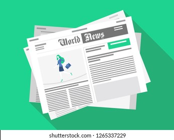 Newspaper. Flat design. Vector illustration