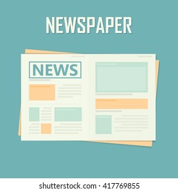 Newspaper, flat design, Vector illustration