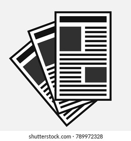 Newspaper flat icon. Daily business paper with news, vector illustration