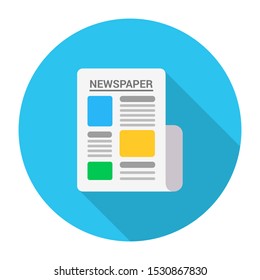 Newspaper Flat Icon Vector With Blue Background