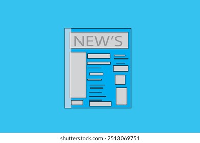 Newspaper flat vector illustration for mockup graphics designs.