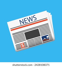 newspaper flat vector illustration on blue background