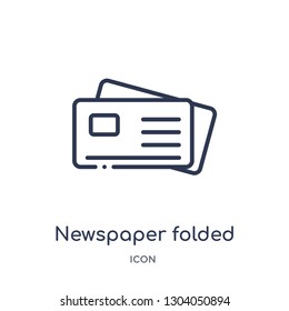newspaper folded icon from user interface outline collection. Thin line newspaper folded icon isolated on white background.