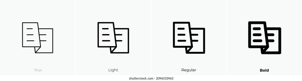 newspaper folding icon. Thin, Light Regular And Bold style design isolated on white background