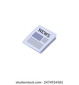 Icono de portada de periódico. Plantilla diaria de Noticias en papel, publicación de prensa, reportaje y revista informativa. Producto de reciclaje de fábrica de papel. Ilustración plana de Vector aislada en blanco