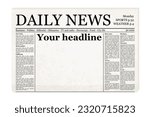 Newspaper front page template. Blank old vector generic newspaper mockup with copy space for your headline.